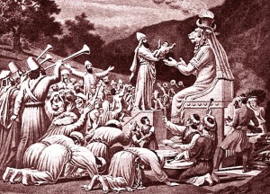 Sacrificing an infant to the ancient Canaanite god Moloch