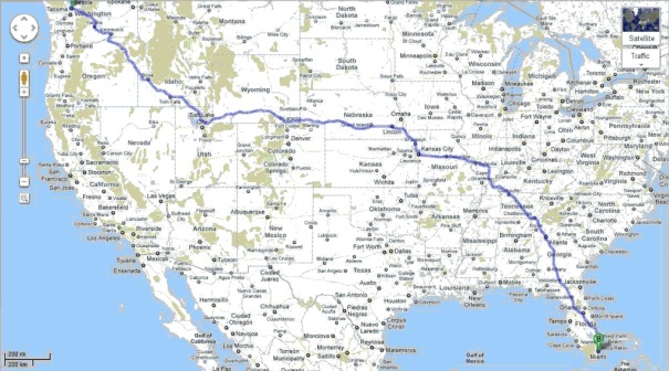 Google Maps cross-country road trip